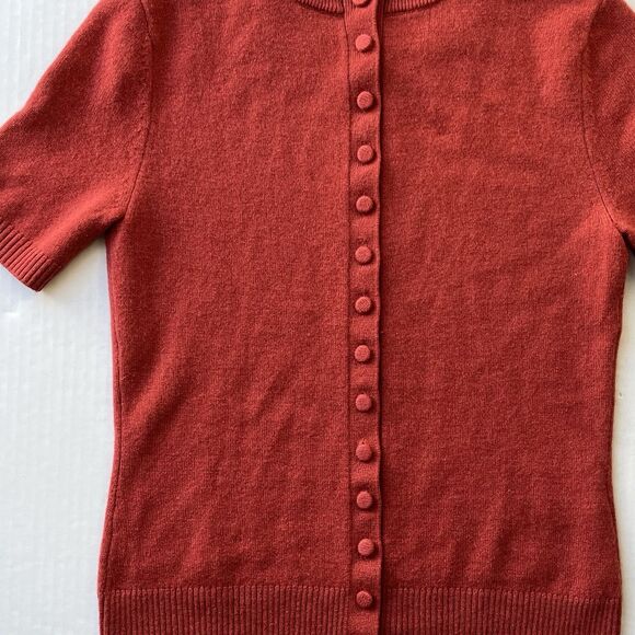 ALTUZARRA 100% Cashmere Short Sleeve Sweater Pullover Crewneck Top Button Back - Picture 8 of 11